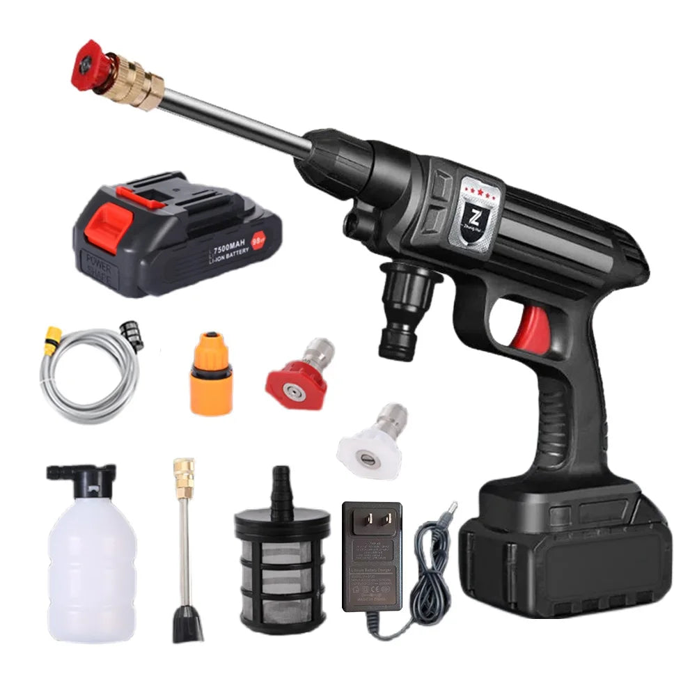 1500W 30BAR Wireless High Pressure Car Wash Washer Gun 45000mAh Foam Generator Water Gun Spray Cleaner Car Washing Machine