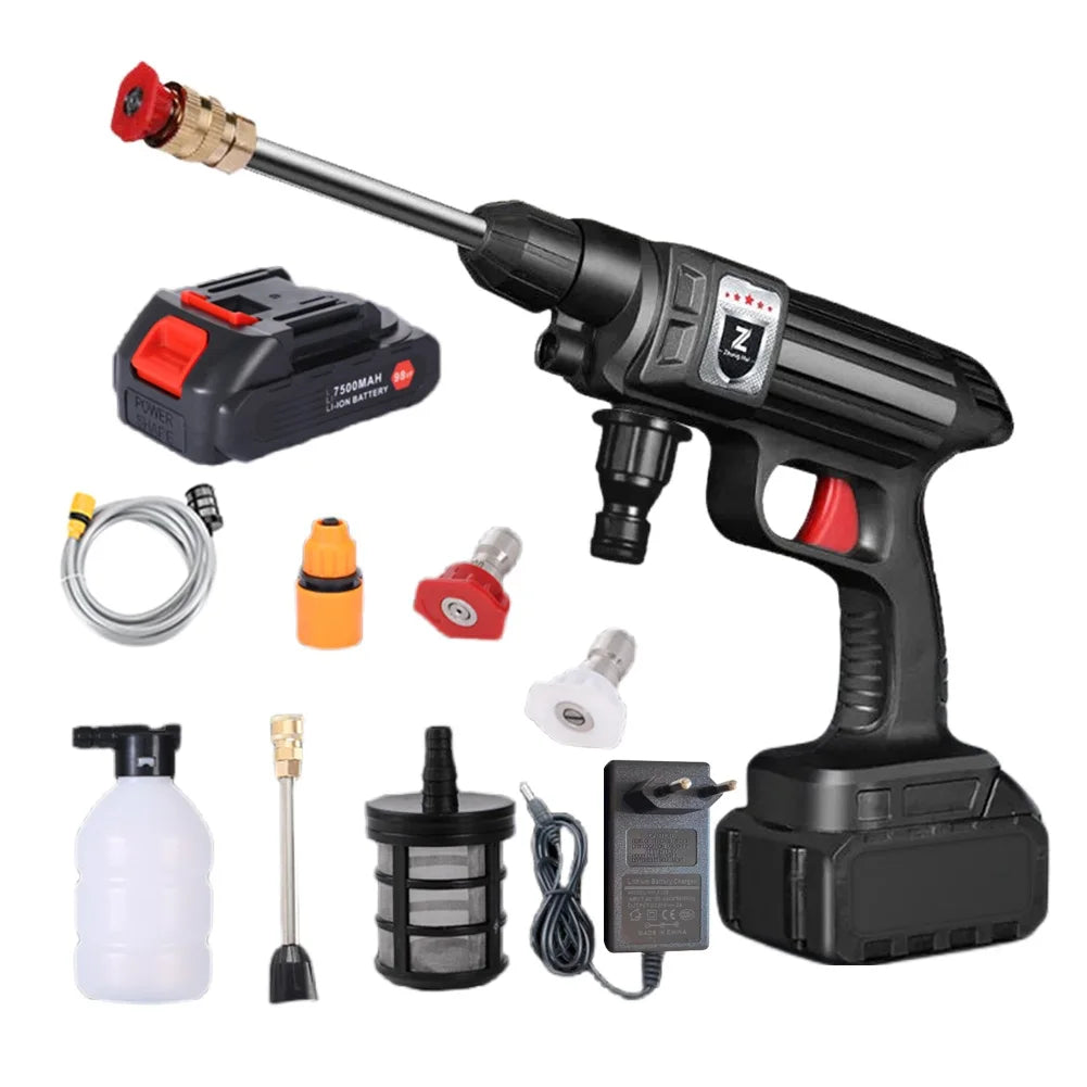 1500W 30BAR Wireless High Pressure Car Wash Washer Gun 45000mAh Foam Generator Water Gun Spray Cleaner Car Washing Machine
